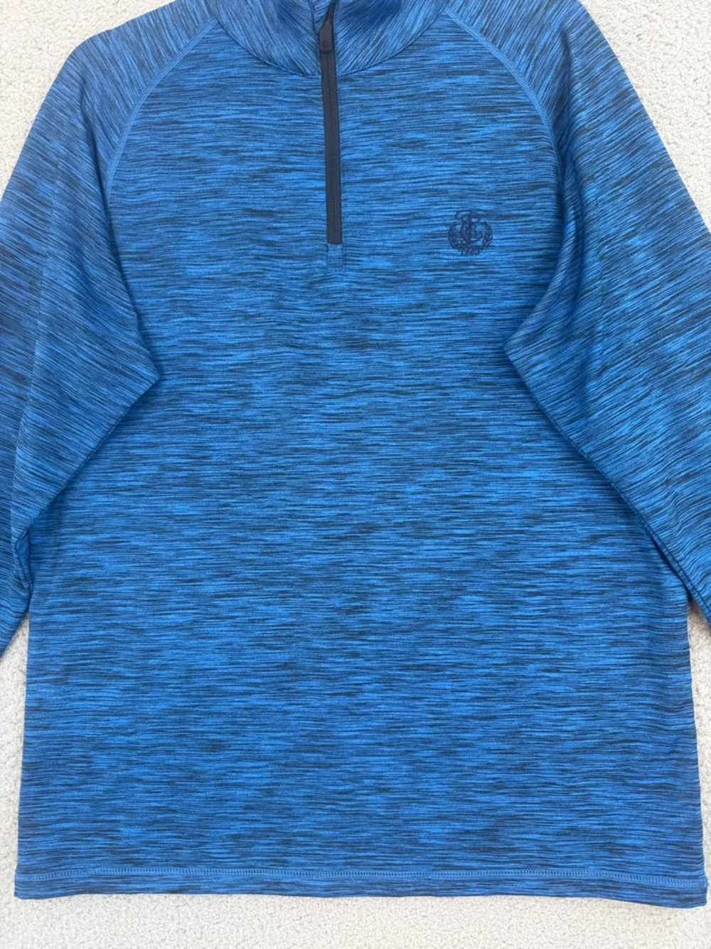 G/FORE quarter zip Mens medium Blue Space-Dye performance long sleeve Golf shirt